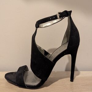 BCBG Paris Black Ankle Strap Heels